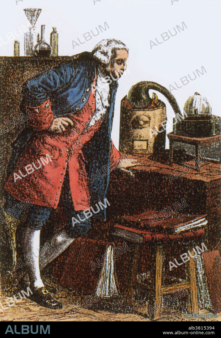Antoine-Laurent Lavoisier, French chemist (1743-1794). After Englishman Joseph Priestley discovered oxygen in 1774, Lavoisier started examining its properties and those of air. He proposed a totally new theory which explained both the formation of metal oxides and allowed for the reactions which occur when burning wood or candles. Lavoisier came from a wealthy family. Because of his involvement with tax collection, he was tried and guillotined during the French Revolution.