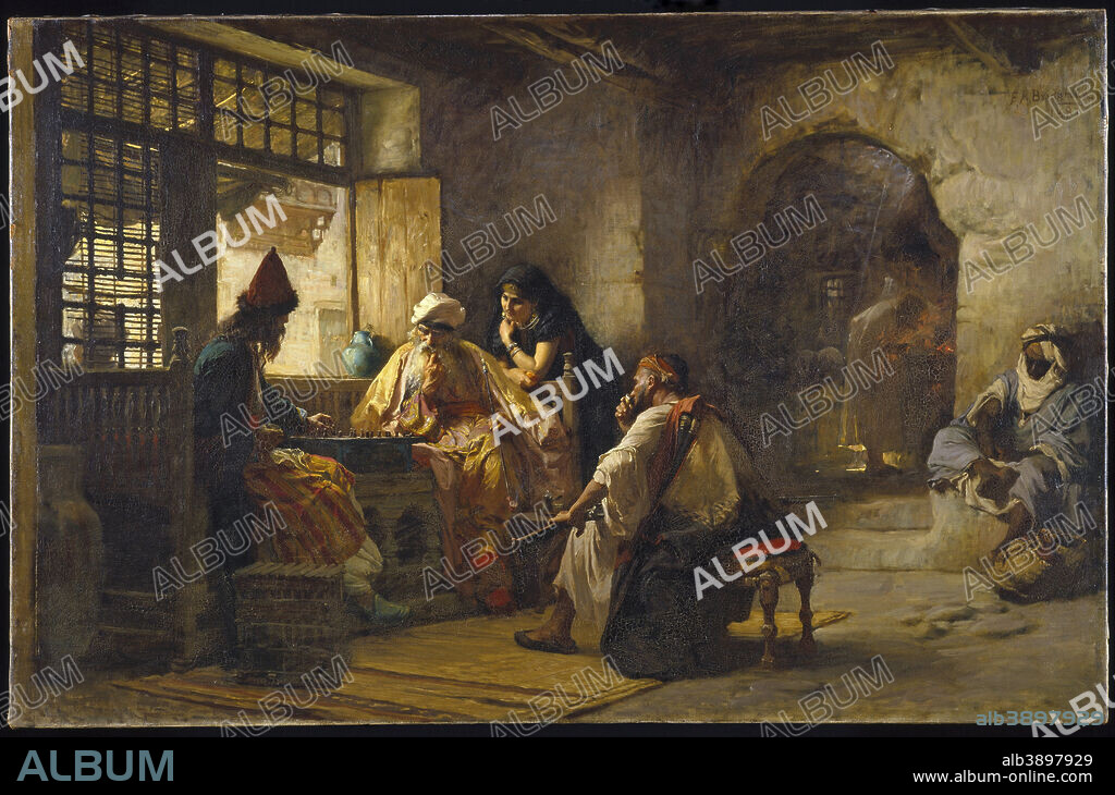 FREDERICK ARTHUR BRIDGMAN. An Interesting Game. Date/Period: 1881. Painting. Oil on canvas. Height: 94.4 cm (37.1 in); Width: 146.6 cm (57.7 in).
