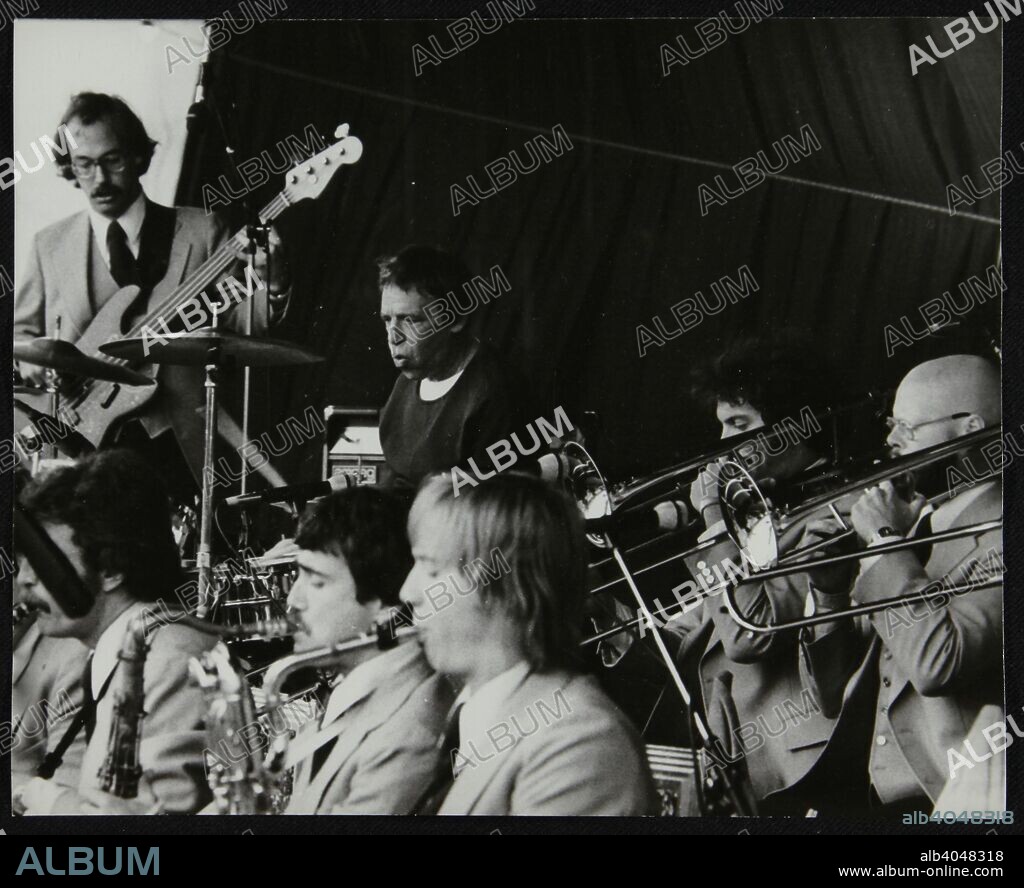 Buddy Rich in concert at the Newport Jazz Festival, Ayresome Park, Middlesbrough, 1978.