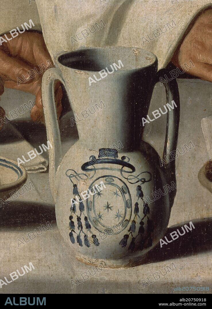FRANCISCO DE ZURBARAN. DETALLE DE UNA DE LAS JARRAS - SAN HUGO EN EL REFECTORIO DE LOS CARTUJOS - HACIA 1655 - O/L - BARROCO ESPAÑOL.