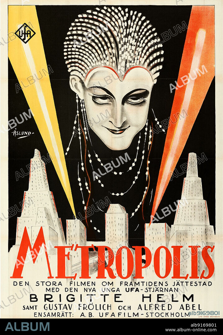 JOHN MAURITZ ÅSLUND (MOJE). Movie poster "Metropolis" by Fritz Lang.