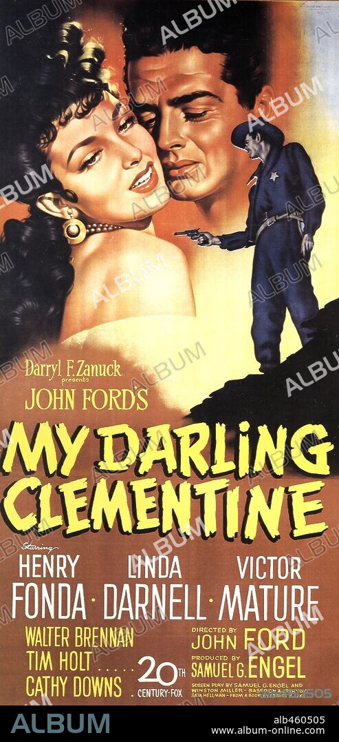 Affiche de MY DARLING CLEMENTINE, 1946, réalisé par JOHN FORD. Copyright 20TH CENTURY FOX.