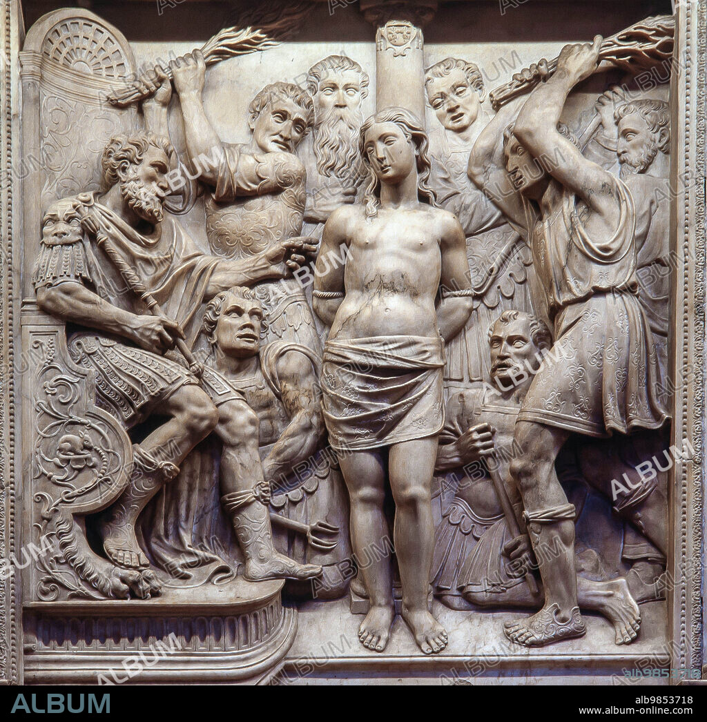 BARTOLOMÉ ORDÓÑEZ. Bartolomé Ordóñez / Relieve del trascoro de la Catedral de Barcelona, martirio de Santa Eulalia, 1519.