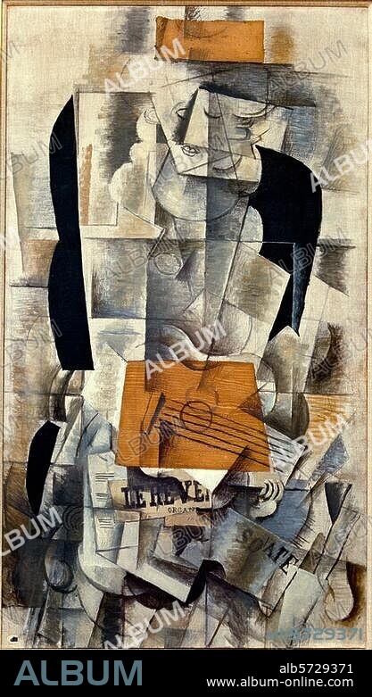 GEORGES BRAQUE. Braque, Georges. 1882-1963. "Femme à la guitare", Sorgues, automne. 1913. Huile et fusain sur toile, H. 1,30 . L. 0,73. Donation Raoul La Roche. Centre Georges Pompidou, Paris, Musée National d'Art Moderne.