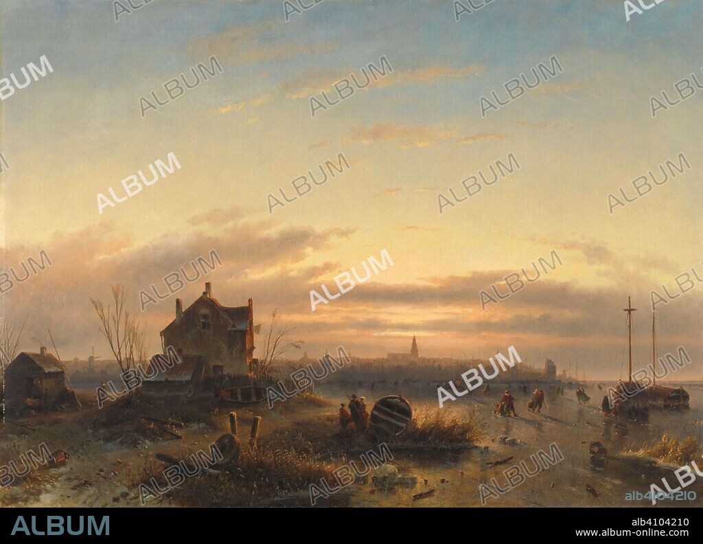 CHARLES LEICKERT. Winter on the IJ for Amsterdam. Dating: 1850. Measurements: h 81 cm × w 114 cm; d 10 cm.