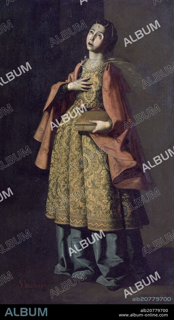 FRANCISCO DE ZURBARAN. 'Saint Barbara', 1640-1650, Oil on canvas, 173 x 103 cm.