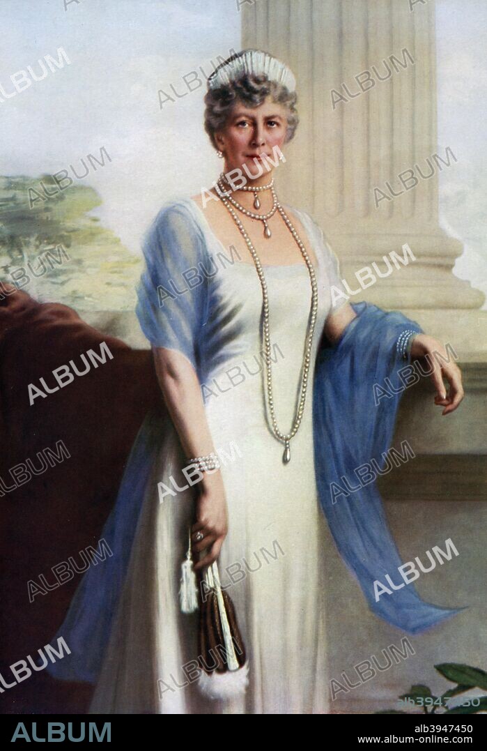 Mary of Teck, Queen Consort of George V of the United Kingdom, 1937. Queen Mary (1867-1953) was the mother of King George VI and grandmother of Queen Elizabeth II. An illustration from the Illustrated London News: Coronation Record Number, (London, 1937).