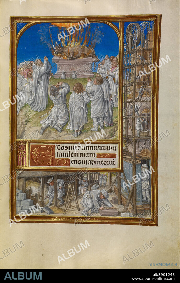 MASTER OF JAMES IV OF SCOTLAND. Elijah Begging for Fire from Heaven. Date/Period: Ca. 1510 - 1520. Folio. Tempera colors, gold, and ink on parchment. Height: 232 mm (9.13 in); Width: 167 mm (6.57 in).