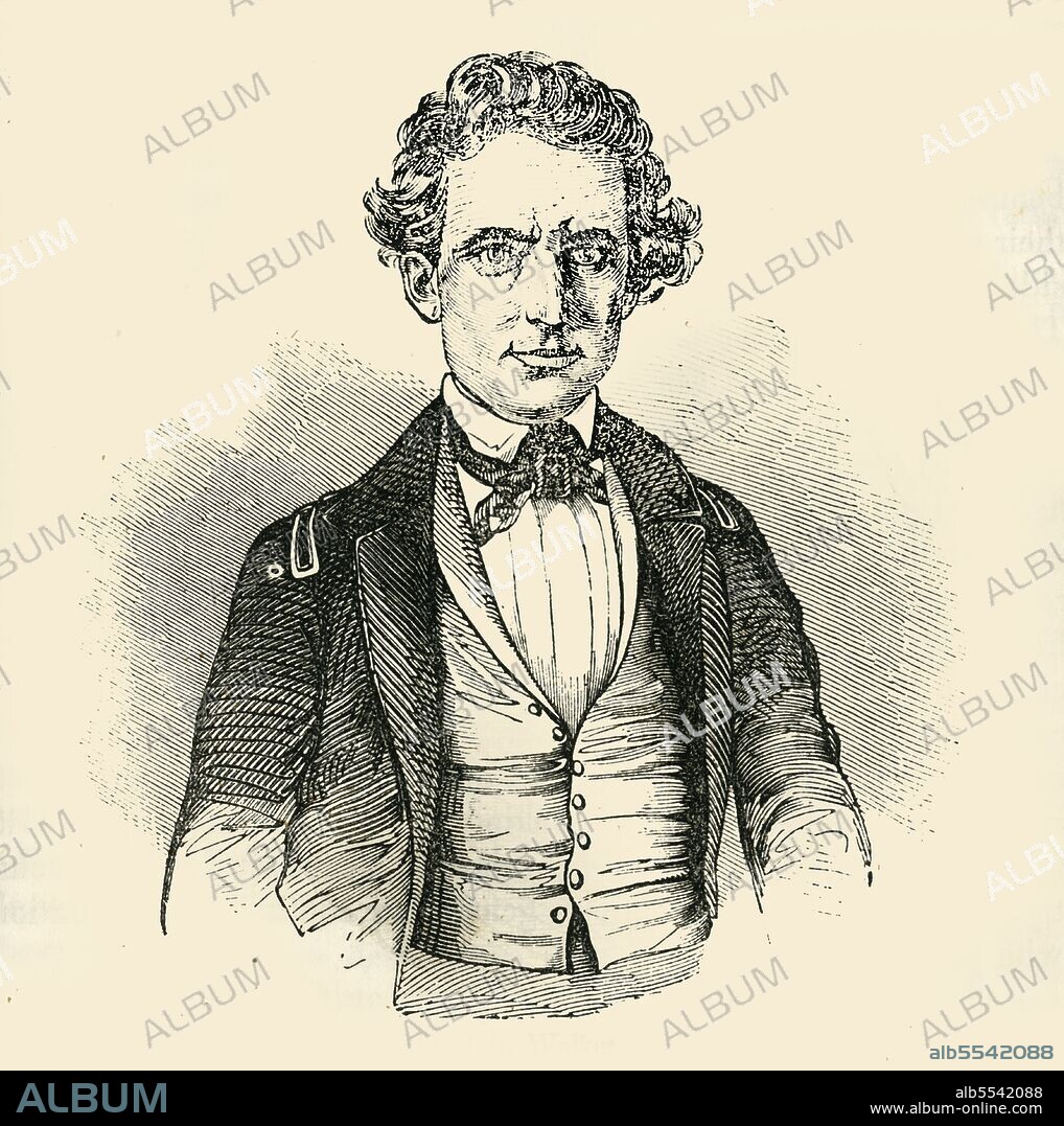 UNKNOWN. 'Captain Walker', 1849. American soldier and Texas Ranger Samuel Hamilton Walker served in the American Indian Wars and the Mexican-American War. From "Pictorial History of Mexico and the Mexican War", by John Frost, LL.D.. [Thomas, Cowperthwait and Co., Philadelphia, 1849].