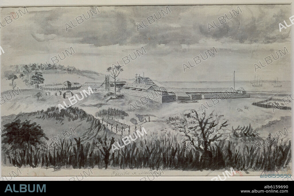 JOSE CARDERO (1766-1811). PRESIDIO DE MONTERREY (CALIFORNIA) - SEPTIEMBRE DE 1791 - DIBUJO - EXPEDICION MALASPINA.