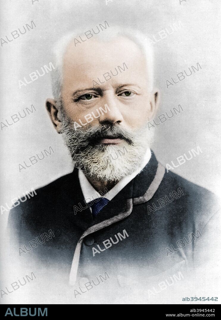 Pyotr Ilyich Tchaikovsky (1840 - 1893), Russian composer. A print from Les Musiciens Celebres, Lucien Mazenod, Paris, 1948. (Colorised black and white print).