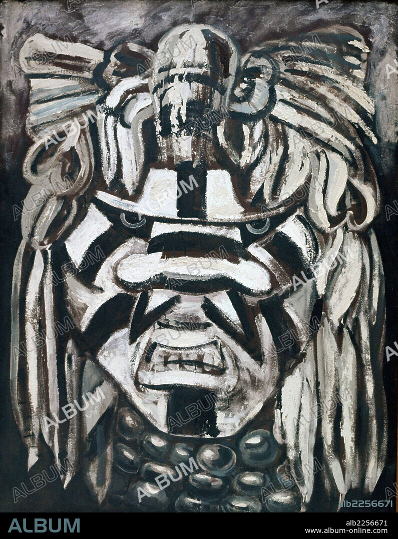 DIEGO RIVERA. RIVERA , DIEGO. PINTOR MEXICANO. 1866 - 1957. " MASCARAS CON MARIPOSAS " , AÑO 1947. MUSEO DE GUADALAJARA. MEXICO.