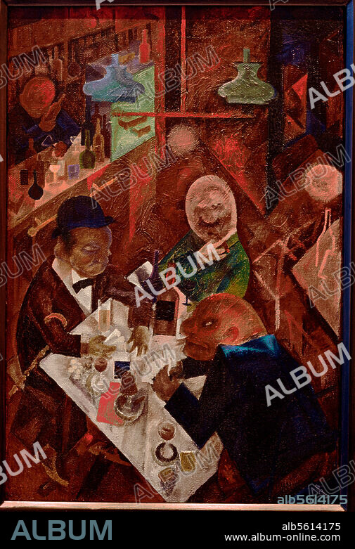 GEORGE GROSZ. Grosz, George 1893-1959. "Cafe", 1916. Öl auf Leinwand, 48,5 × 33 cm. Nachlaß Morton D. May, St. Louis, The Saint Louis Art Museum.