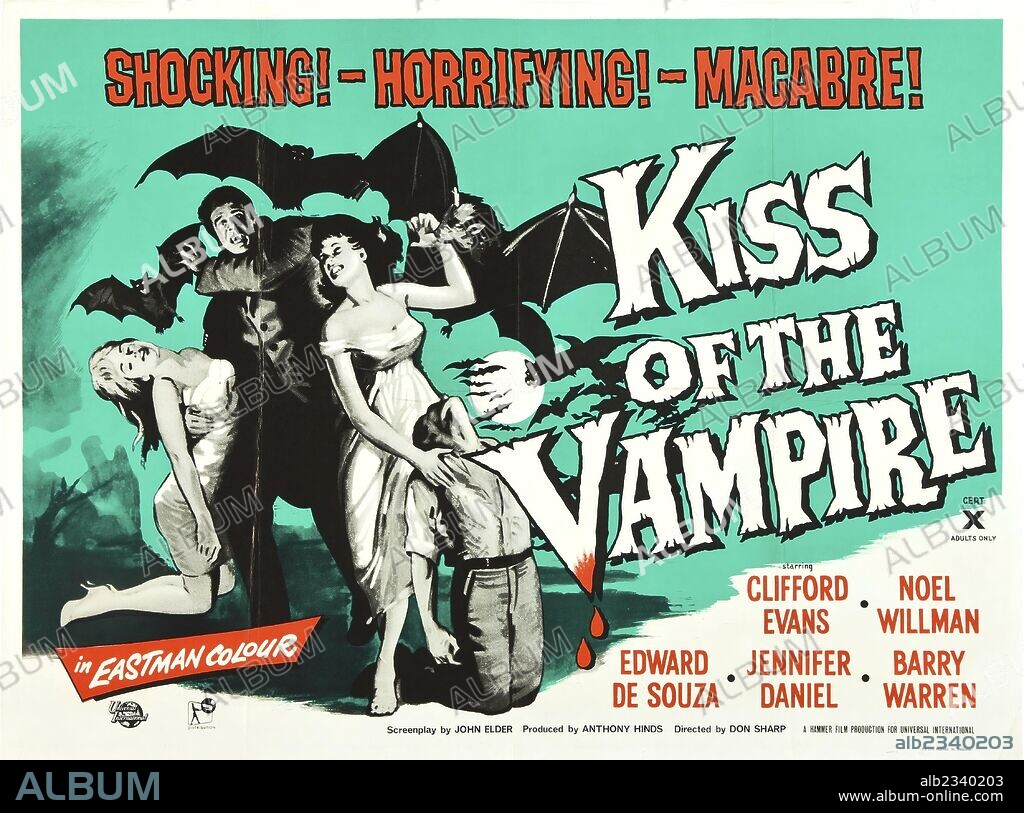 Poster of KISS OF THE VAMPIRE, 1963. Copyright HAMMER FILM PRODUCTIONS.