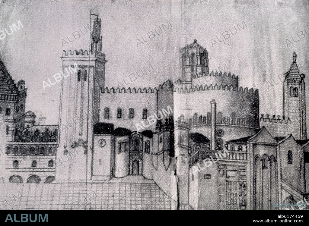 DIBUJO-FACHADA DE LA QUINTANA-CATEDRAL DE SANTIAGO DE COMPOSTELA "DEL INFORME" 1657.