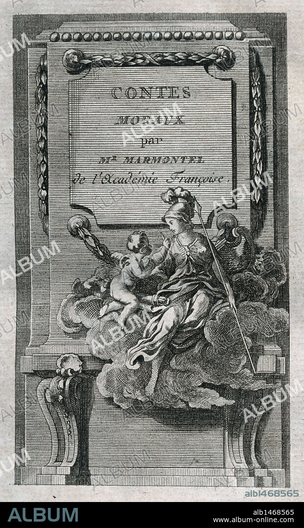 LITERATURA FRANCESA. SIGLO XVIII. MARMONTEL, Jean François (Bort-Les Orgues, 1723Abroville, 1799). Escritor e historiador francés. "CUENTOS MORALES". PORTADA de la edición impresa en Lieja en 1777.