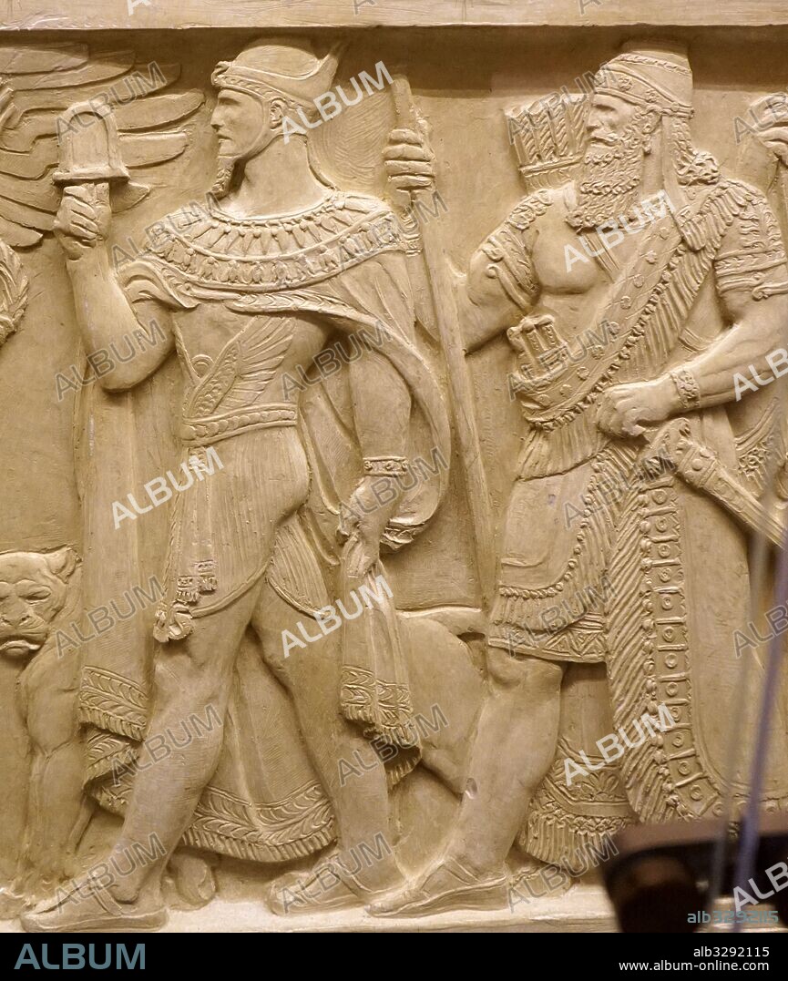 Relief depicting Pharaoh Menes and Babylonian Ruler Hammurabi. US Supreme Court, Washington DC. USA.