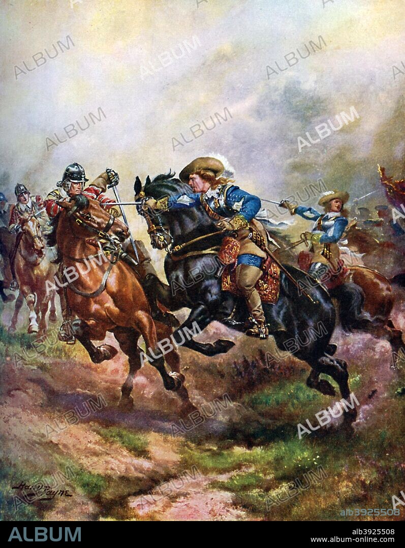 'Prince Rupert's Cavalry Charging at Edgehill in 1642', c1920. Illustration from Story of the British Nation, Volume II, by Walter Hutchinson, (London, c1920s).