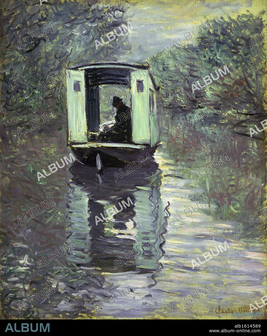 The Boat Studio   (Le Bateau-Atelier)   1876   Claude Monet (1840-1926/French)   Oil on canvas  Barnes Foundation, Merion, Pennsylvania.