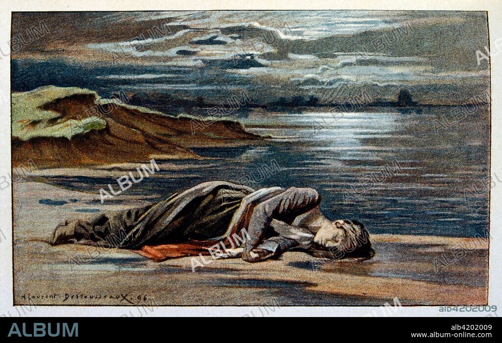 Illustration for 'Le Trésor d'Arlatan' 1897 Edition, of the novel by Daudet. Illustrations by H.T. LAURENT-DESROUSSEAUX. Alphonse Daudet (French; 13 May 1840-16 December 1897) was a French novelist.