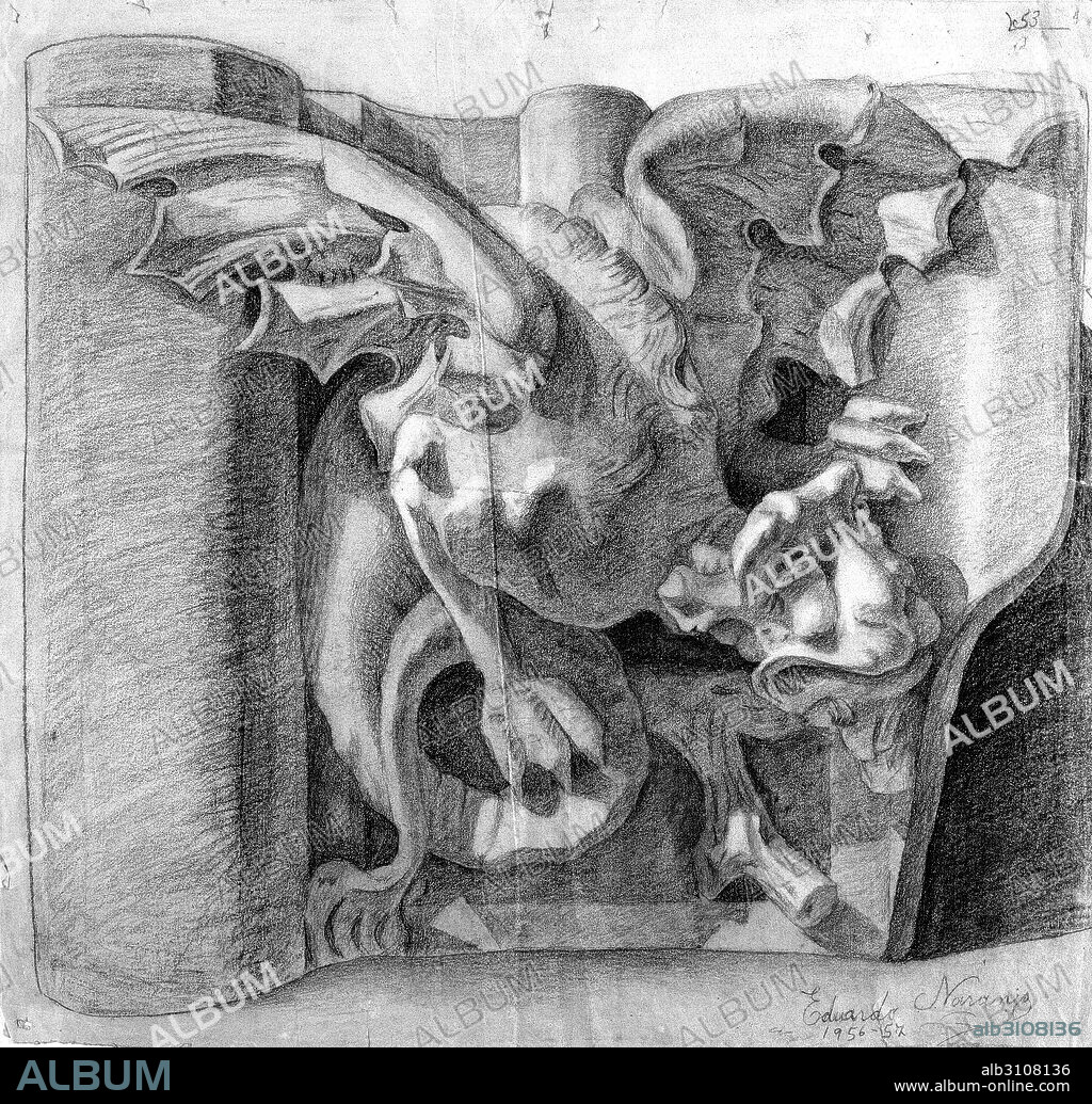EDUARDO NARANJO. Dibujo de una gárgola/1956-7.