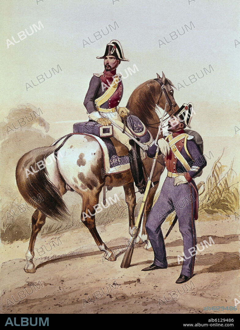 SARGENTO Y SOLDADO DE GUARDIA CIVIL DE GALA.