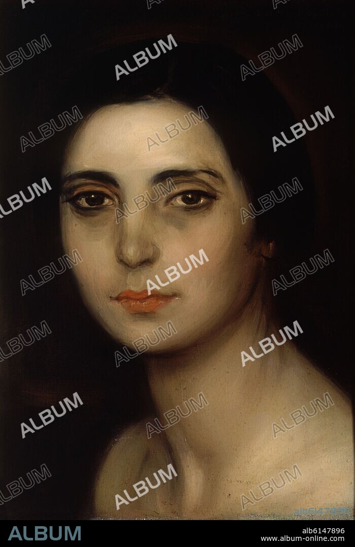 JULIO ROMERO DE TORRES. MARTA - 1926 - OLEO Y TEMPLE SOBRE LIENZO - 30X21,5 CM.