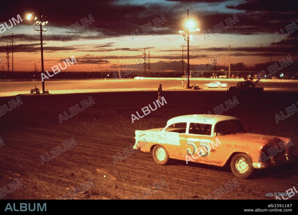 Albuquerque speedway park, one of three stock car race tracks in the city, New Mexico, 1972. Image courtesy National Archives.