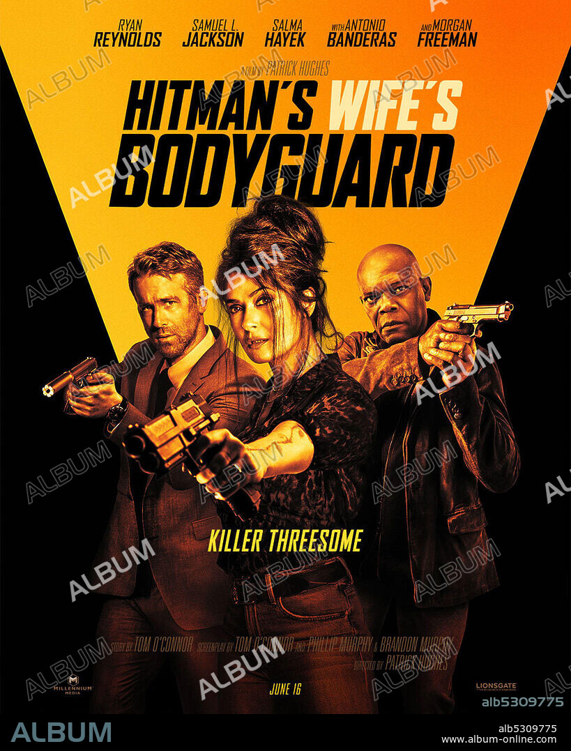 RYAN REYNOLDS, SALMA HAYEK y SAMUEL L. JACKSON en EL OTRO GUARDAESPALDAS 2, 2021 (HITMAN'S WIFE'S BODYGUARD), dirigida por PATRICK HUGHES. Copyright Millennium Media.