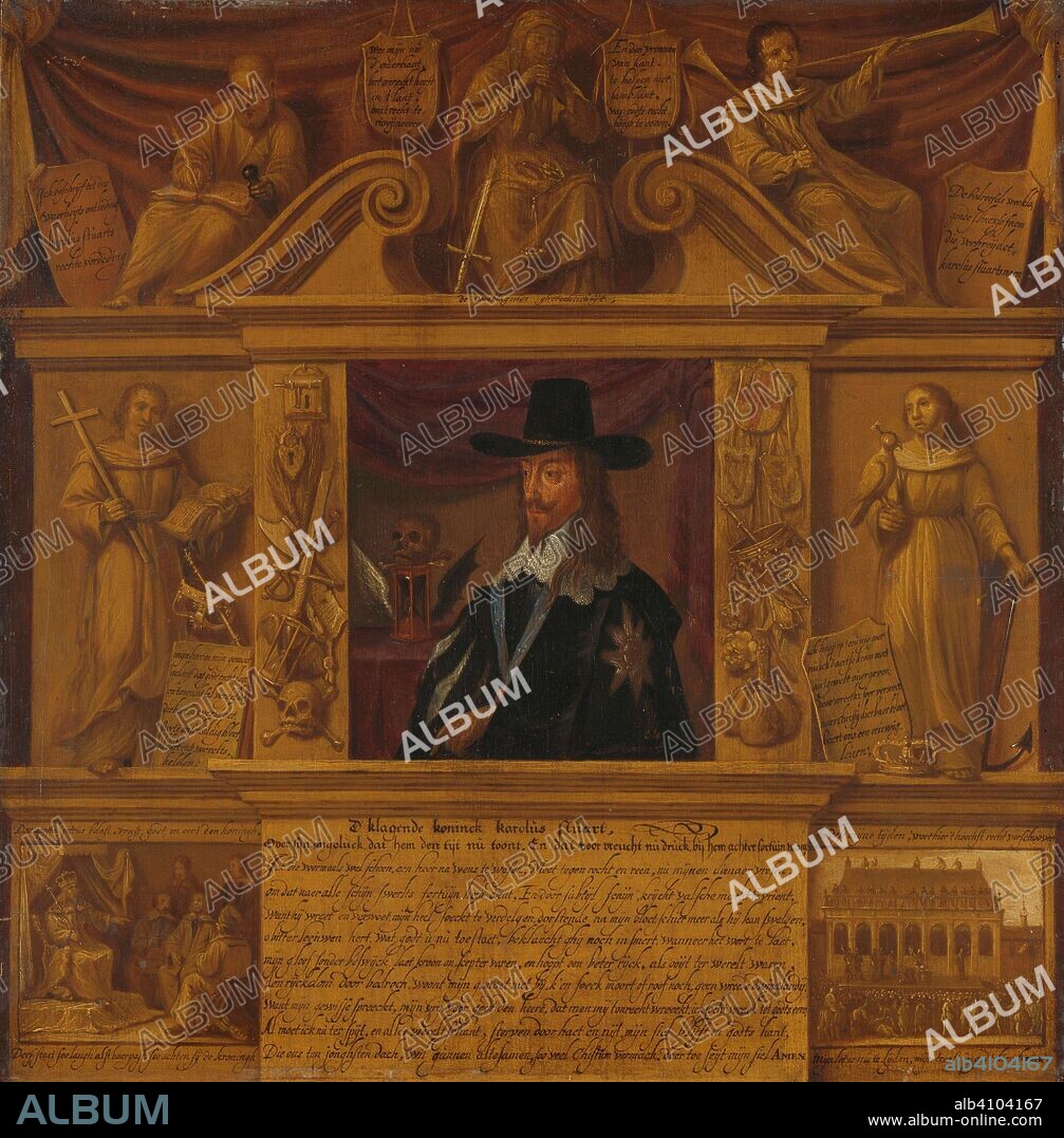 Portrait of Charles I, King of England, in a Frame with Allegorical Figures and Historical Representations. Dating: c. 1650. Place: Northern Netherlands. Measurements: h 42 cm × w 41.5 cm; d 4 cm.