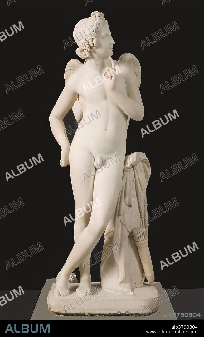 JOSÉ ÁLVAREZ BOUQUEL. José Álvarez Bouquel / 'Cupido o Amor con todos sus atributos'. Hacia 1828. Mármol, 139,5 x 55 cm.