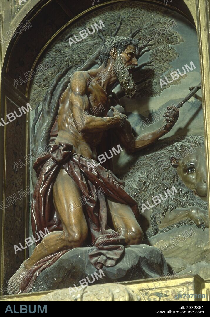 JUAN MARTíNEZ MONTAñéS. IGL RETABLO MAYOR-DETALLE DE S JERONIMO - FOTO AÑOS 80.