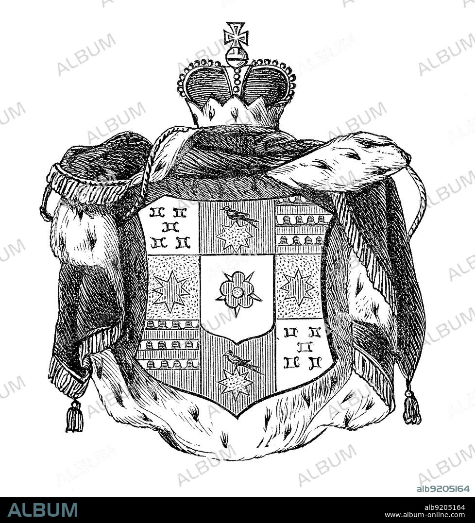 Staatswappen, Wappen aus dem Jahre 1890, Lippe - Detmold, Deutschland, digital restaurierte Reproduktion einer Originalvorlage aus dem 19. Jahrhundert, genaues Originaldatum nicht bekannt.