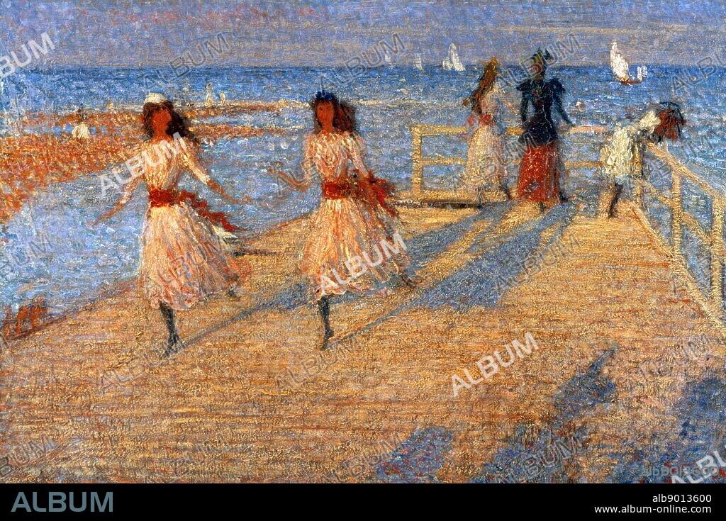 Girls Running, Walberswick Pier', 1888-1894 Artist: Philip Wilson Steer, Steer made many visits to Walberswick in Suffolk, where he had friends. He completed a number of paintings of the beach.