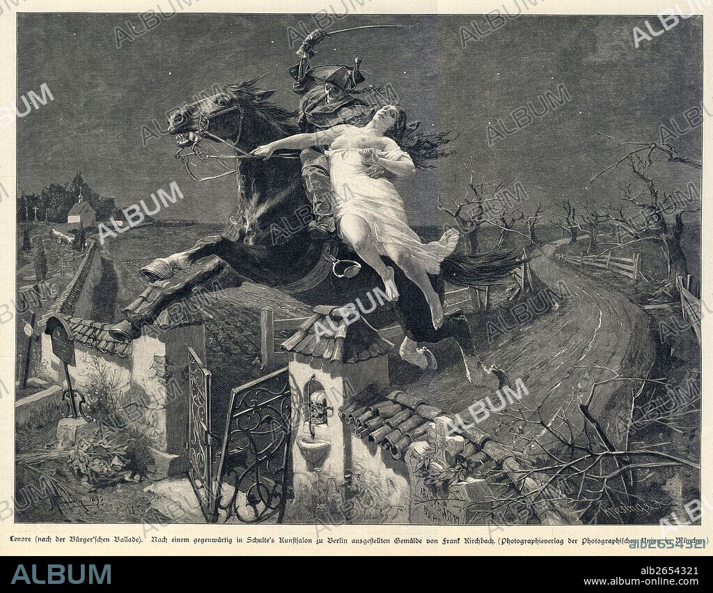 Frank Kirchbach / 'Lenore', 1896. Illustration inspired by 'Lenore', poem written Gottfried August Bürger.