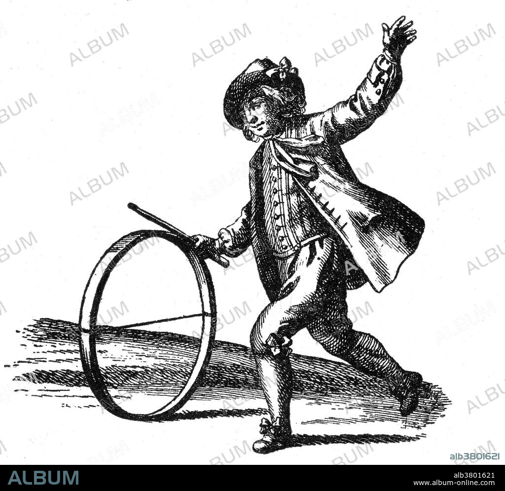 Hoop rolling, also called hoop trundling, is both a sport and a child's game in which a large hoop is rolled along the ground, generally by means of an implement wielded by the player. The aim of the game is to keep the hoop upright for long periods of time or to do various tricks. Hoop rolling has been documented since antiquity in Africa, Asia and Europe. Played as a target game it is an ancient tradition among widely dispersed aboriginal societies. In Asia, the earliest records date from Ancient China, and in Europe from Ancient Greece.