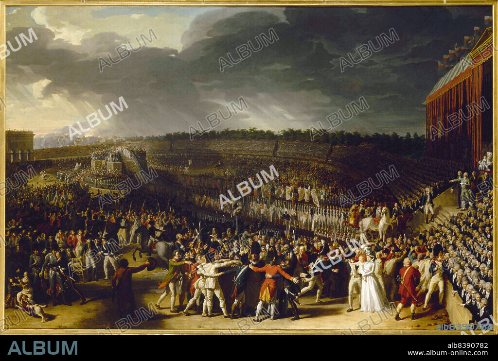 CHARLES THEVENIN. Fete de la Federation July 14, 1790, at the Champ-de-Mars, current 7th arrondissement, 1792.