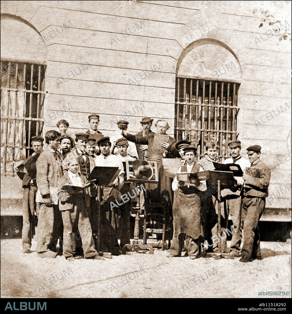 UNKNOWN. Workmen's choir sings.