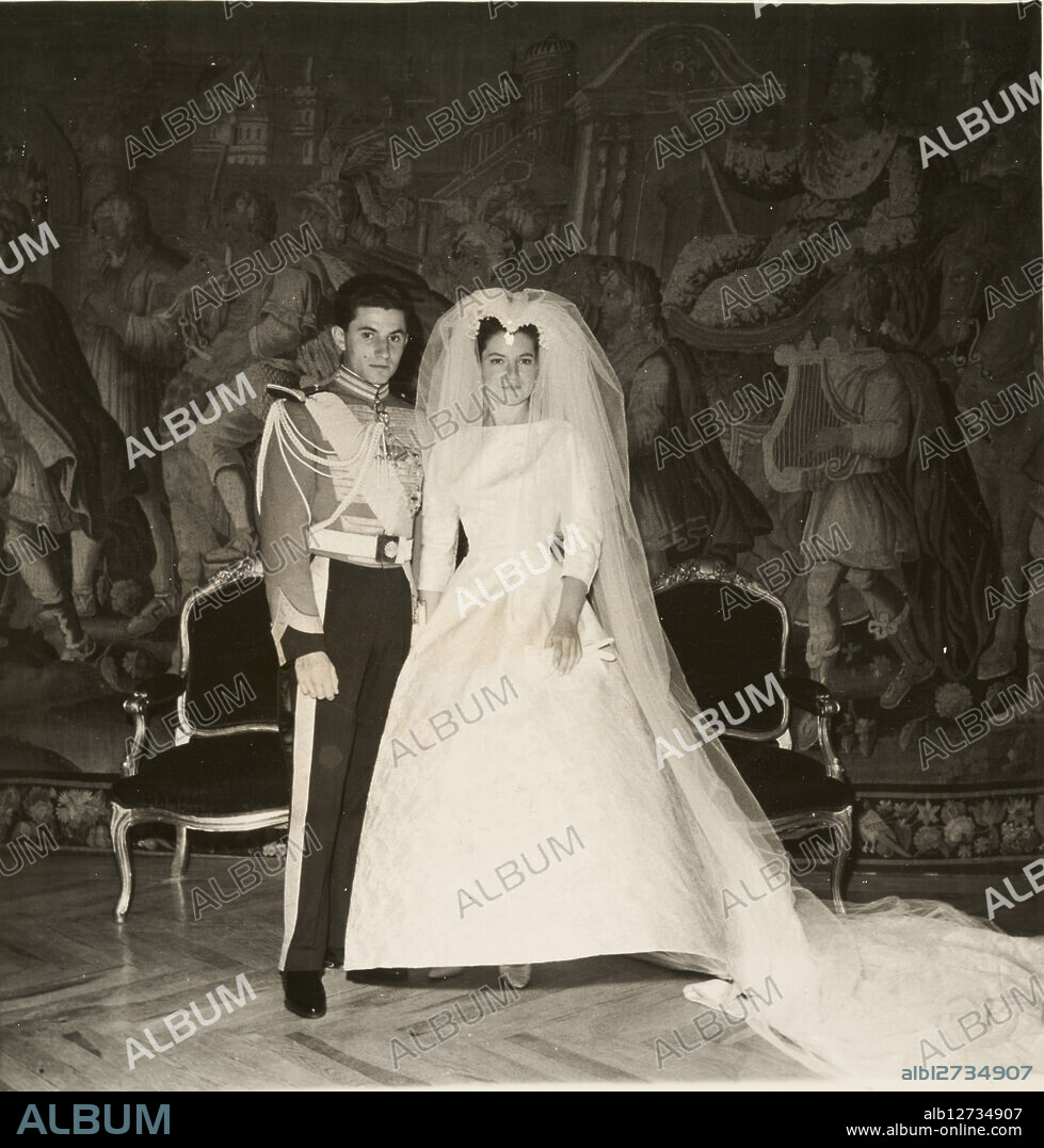 Madrid, 16/04/1961. Wedding between HRH Princess Maria Teresa of Bourbon Two Sicilies and the Marquis of Laula, D. Iñigo Moreno and Arteaga.