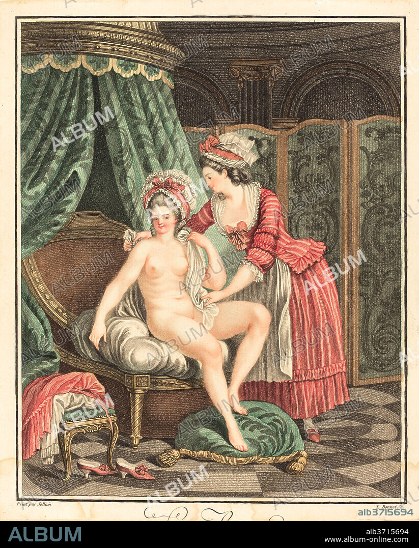 LOUIS-MARIN BONNET AFTER NICOLAS-RENé JOLLAIN. Le Bain. Medium: color stipple.