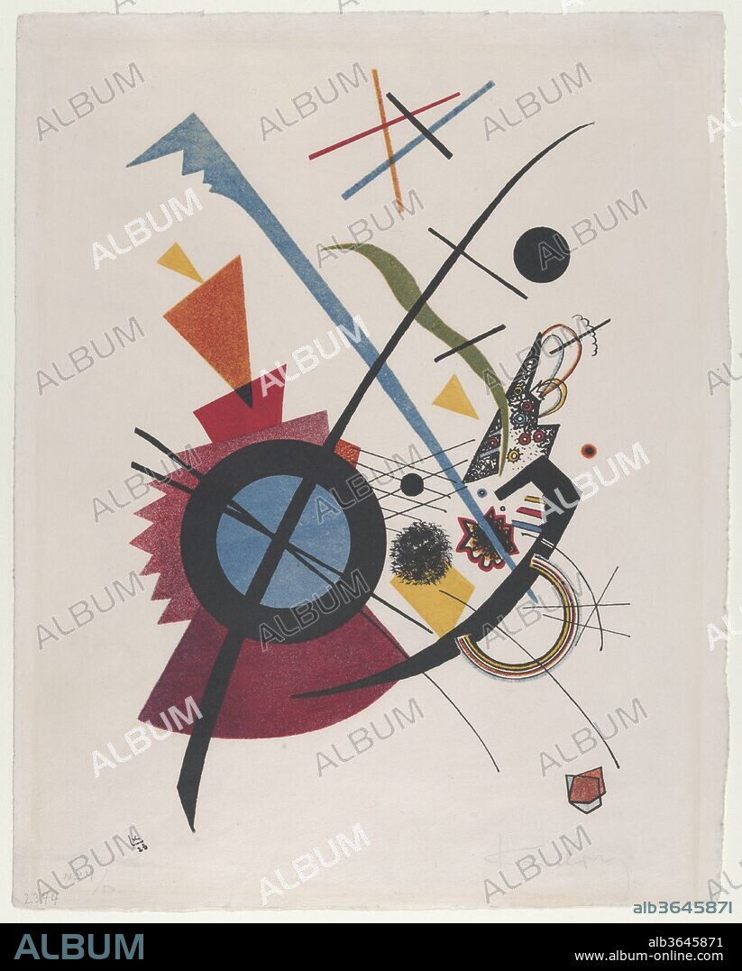 WASSILY KANDINSKY. Violett. Artist: Vasily Kandinsky (French (born Russia), Moscow 1866-1944 Neuilly-sur-Seine). Dimensions: 11 7/16 x 7/12 inches (29.1 x 19.1 cm). Date: 1923.