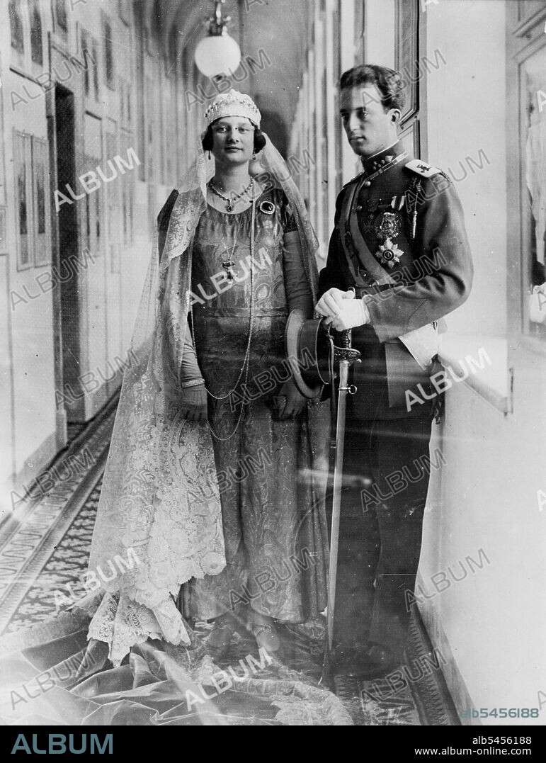 The New King And Queen Of Belgium -- Crown Prince Leopold and his wife, Princess Astrid of Belgium, Photographed at the Royal Palace in Rome after the wedding of Princess Marie Jose. The Crown Prince and Princess are now the King and Queen of Belgium owing to the tragic death of the King of the Belgians while mountaineering at Namur. February 18, 1934.  (Photo by Keystone).