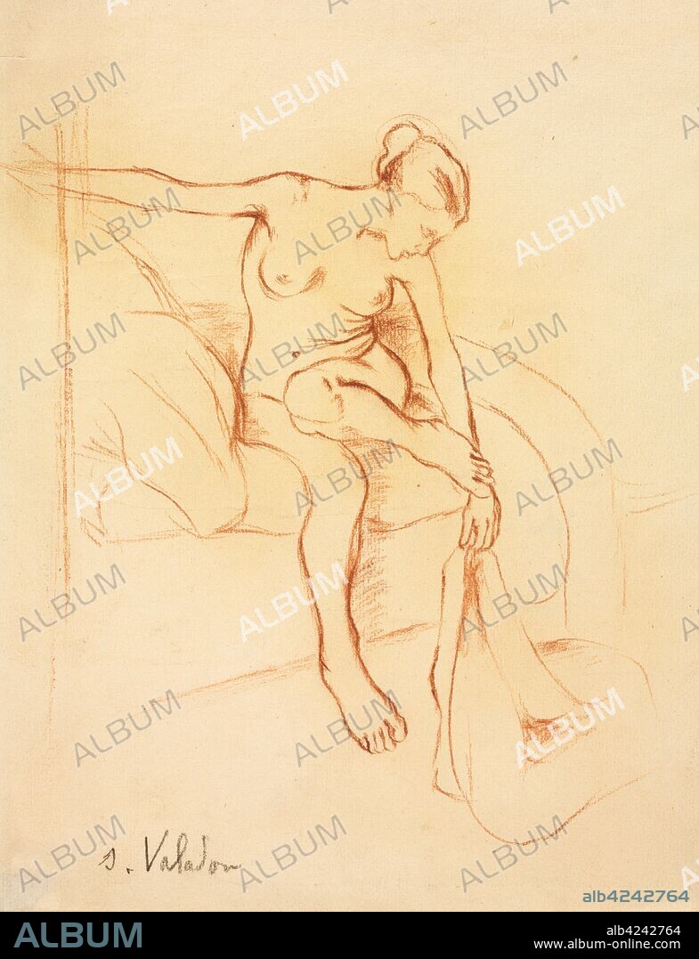 Nude Woman Seated on a Bed, first third 20th century. Suzanne Valadon (French, 1865-1938). Red chalk; sheet: 31 x 23.6 cm (12 3/16 x 9 5/16 in.).