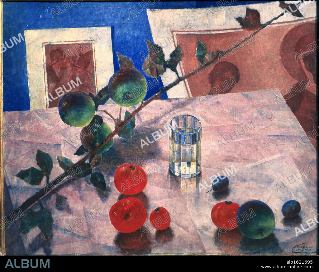 KUZ'MA PETROV-VODKIN. Still Life in Pink, Branch of an Apple Tree   1918   Kuzma Petrov-Vodkin (1878-1939/Russian)   Tretiakov Gallery, Moscow.