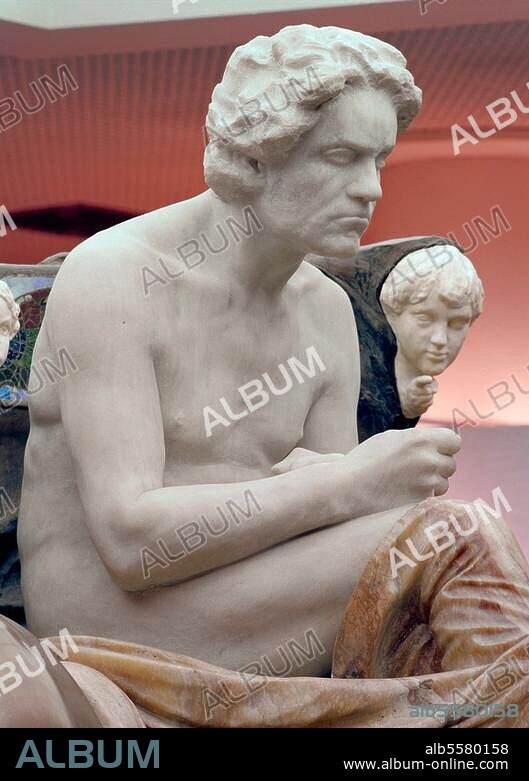 Beethoven, Ludwig van; Komponist; Bonn. (getauft) 17.12.1770 - Wien 26.3.1827. Beethoven-Denkmal. Skulptur, 1897/1902, von Max Klinger. (1857-1920). Marmor, Bronze, Bernstein, Elfenbein und Mosaik; Gesamthöhe 310 cm. Teilansicht. Leipzig, Museum der Bildenden Künste.