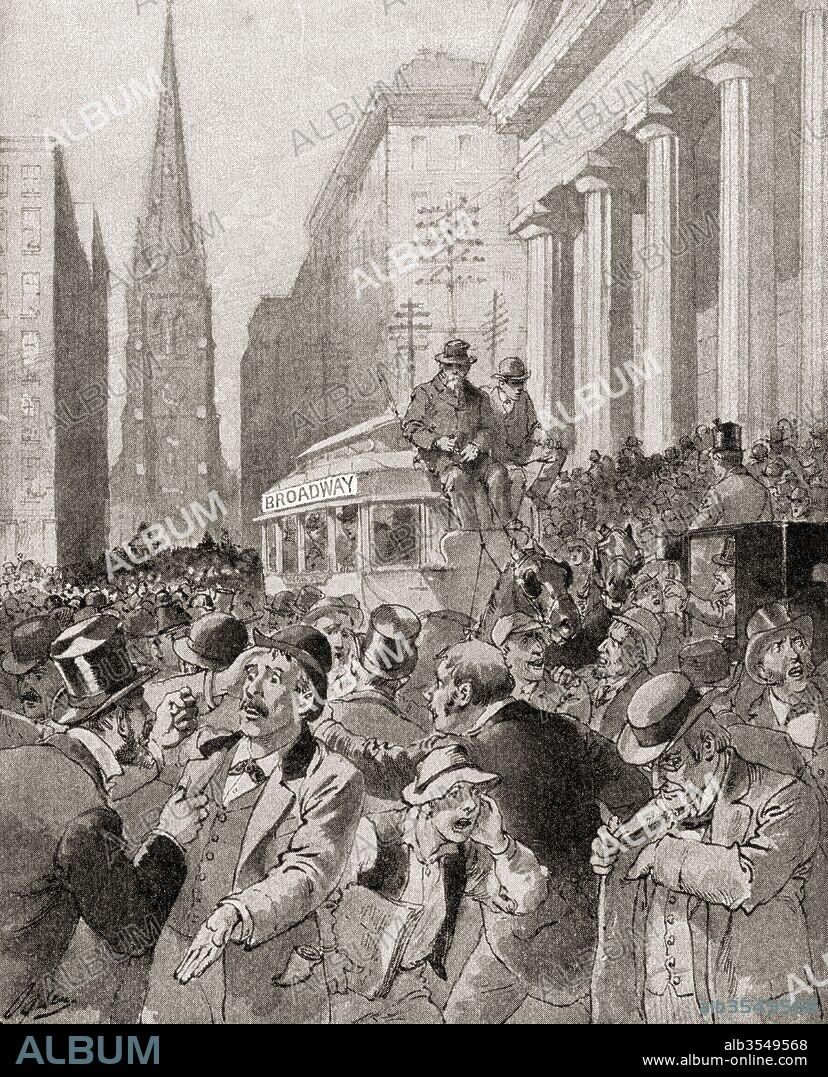Black Friday in Wall Street, New York, United States of America 1869, when the price of gold collapsed due to the speculators Jay Gould and James Fisk who tried to corner the gold market. From The History of our Country, published1900.