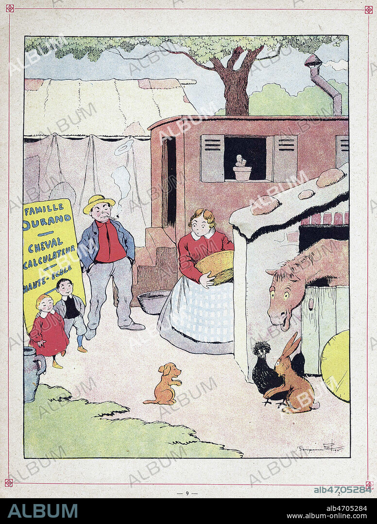La famille Durand. Illustration de 1907 par Benjamin RABIER (1864-1939) pour Les mesaventures d'un chien. Credit : Jean Vigne/KHARBINE-TAPABOR.