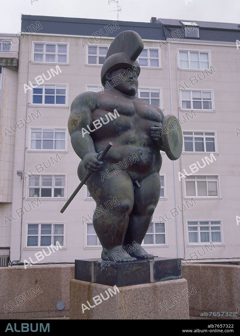 FERNANDO BOTERO. EL GUERRERO - ESCULTURA EN BRONCE - S XX.