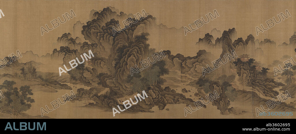 Streams and Mountains Without End. Artist: Unidentified Artist; Formerly Attributed to Guo Xi (Chinese, ca. 1000-ca. 1090). Culture: China. Dimensions: 11 3/16 x 76 3/8 in. (28.4 x 194 cm). Date: 17th century.