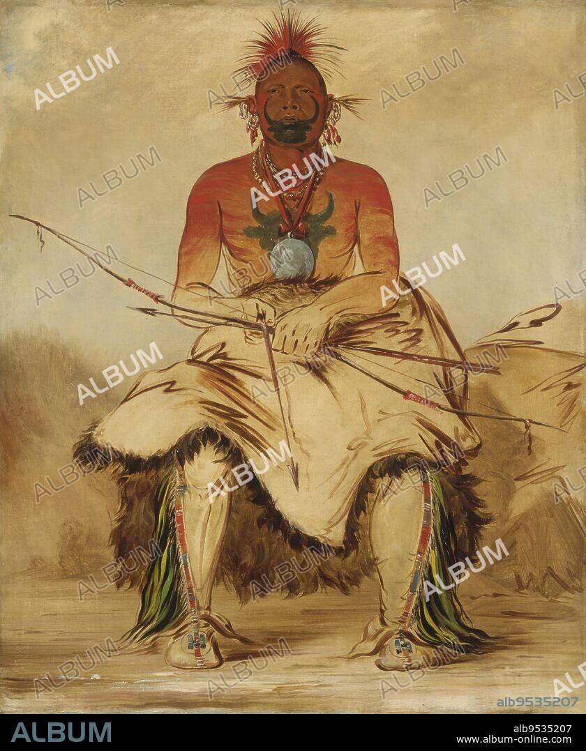 GEORGE CATLIN. La-dóo-ke-a, Buffalo Bull, a Grand Pawnee Warrior. oil on canvas. Date: 1832.
